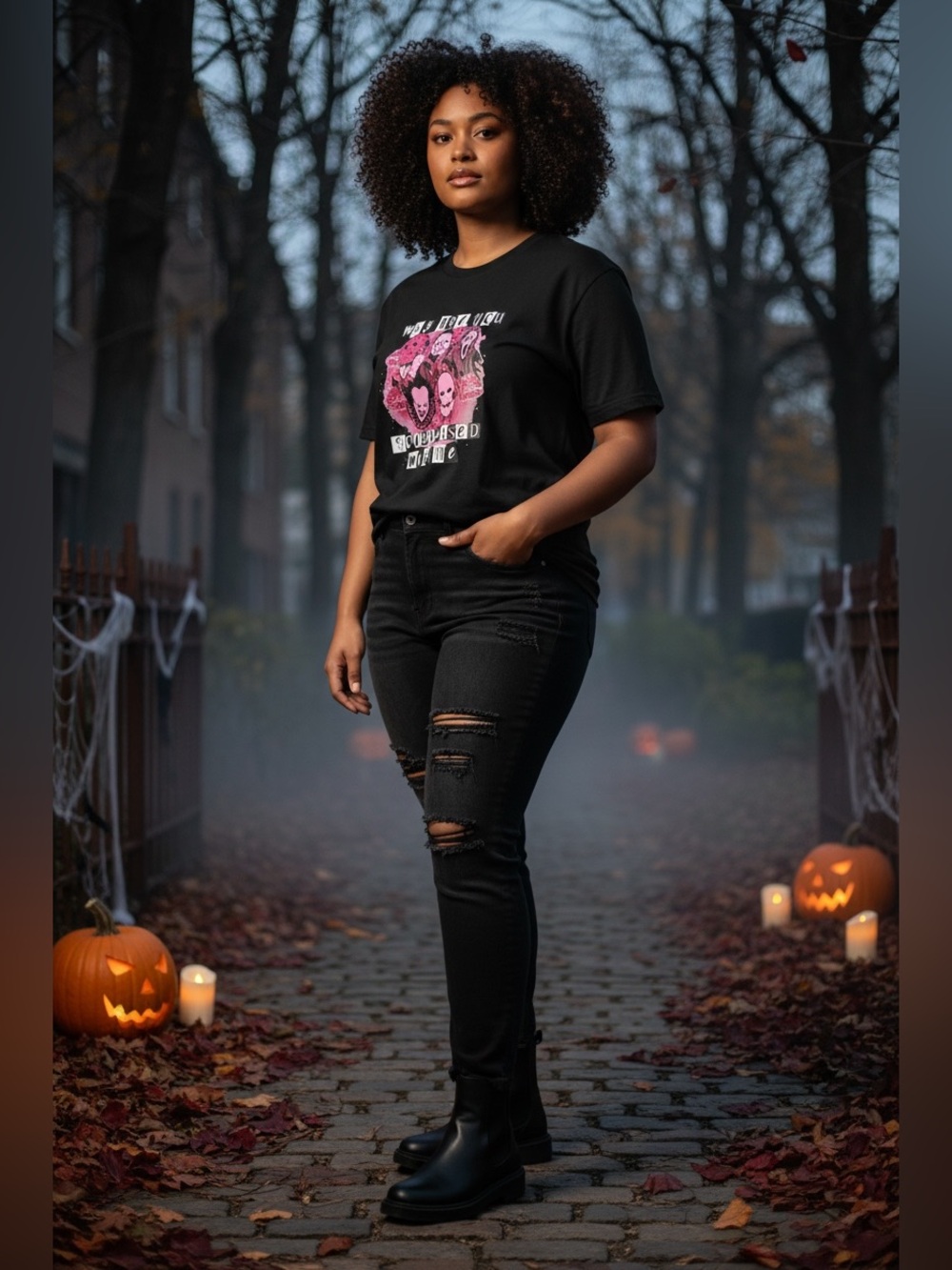New Black Horror Movie Graphic Tee shirt Halloween Fun 2XL 16 Plus Goth Scary
